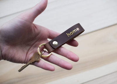 Leather Keychain - Metallic Lettering