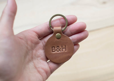 Round Leather Keychain