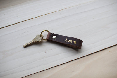 Leather Keychain - Metallic Lettering