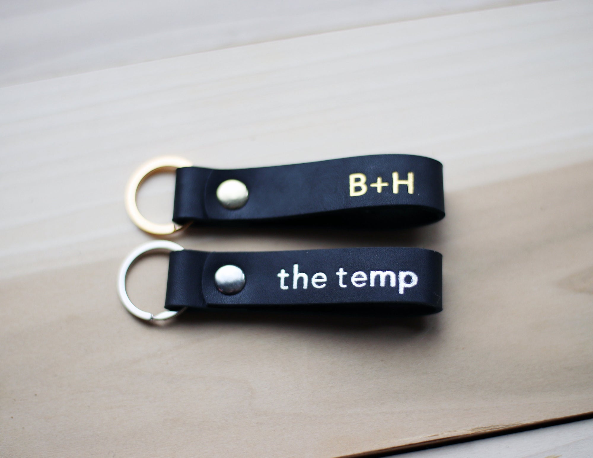 Leather Keychain - Metallic Lettering