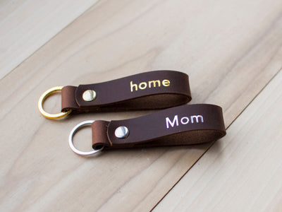 Leather Keychain - Metallic Lettering