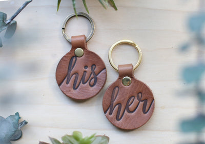 His and Her Round Keychain Set