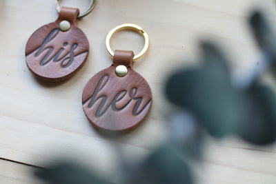 His and Her Round Keychain Set