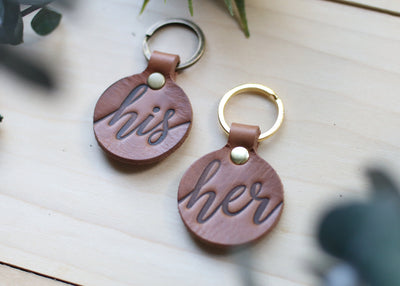 His and Her Round Keychain Set