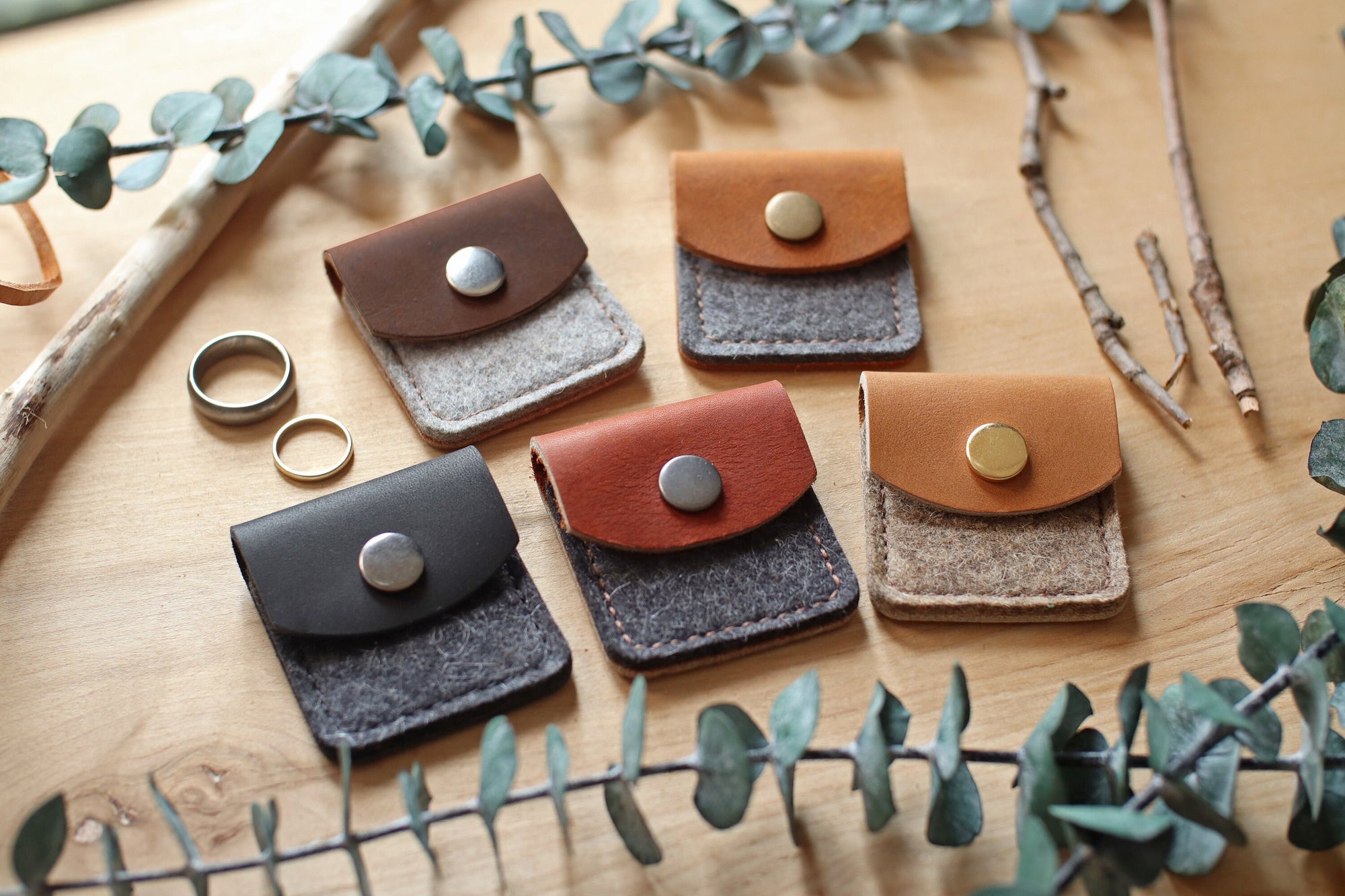 Ring Pouch - Wool and Leather