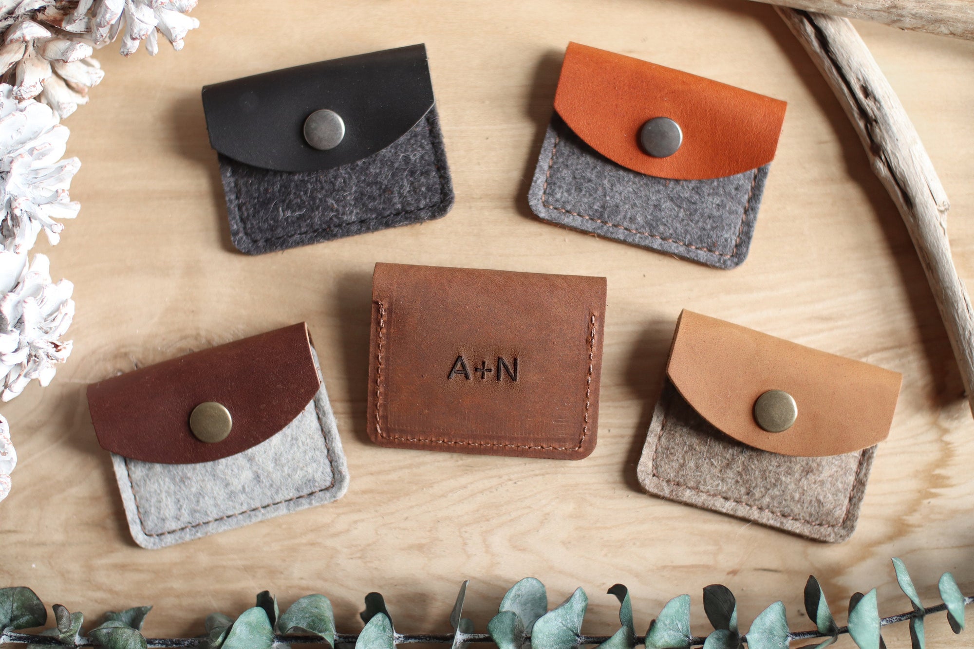 Double Ring Pouch - Wool and Leather