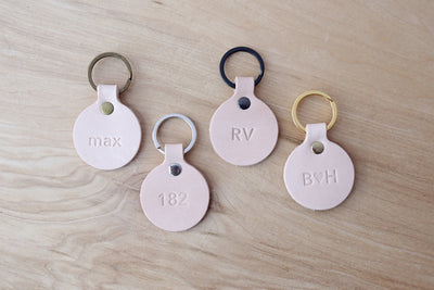 Round Leather Keychain - Natural Veg Tan