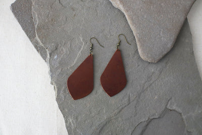 Leather Earrings: Drop Leaf B