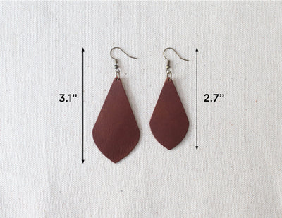 Leather Earrings: Drop Leaf C