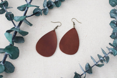 Leather Earrings: Teardrop B